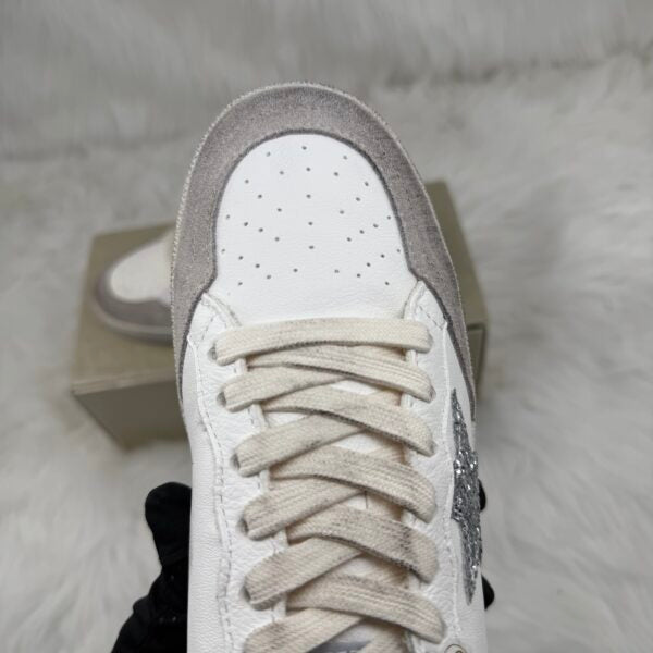 Ball Star con stella in glitter argento e talloncino in glitter rosa