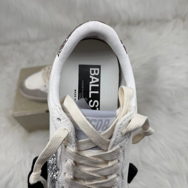 Ball Star con stella in glitter argento e talloncino in glitter rosa