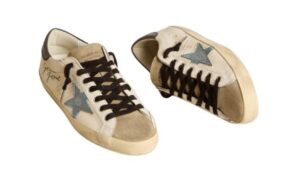 Sup-Star stella in denim e talloncino in pelle grigia